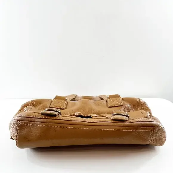 Michael Kors Leather Satchel Bowler Purse Handbag Bag Brown Cognac - Picture 7 of 9